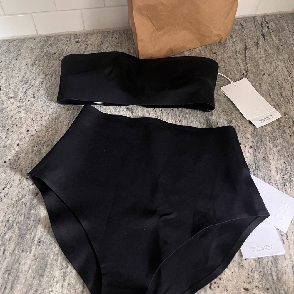COS New SCUBA Bikini w Bandeau Top & High Waisted Bottom